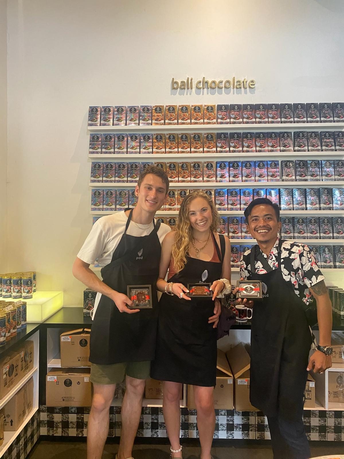 Guests at a Bali chocolate tasting with Awan